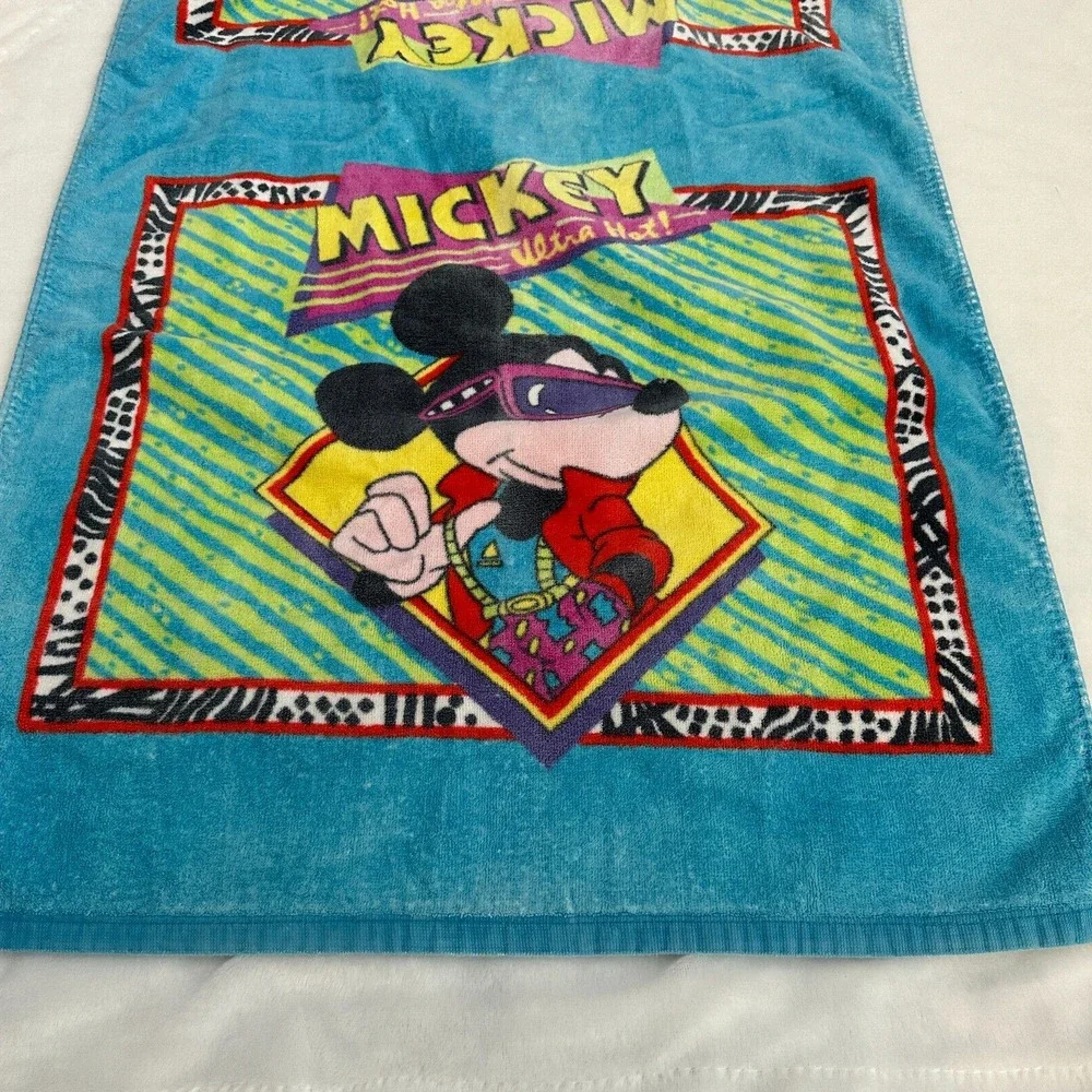 VTG 1990s‎ Franco Cool Mickey Mouse Ultra Hot Disney Beach Bath Towel Retro Lot